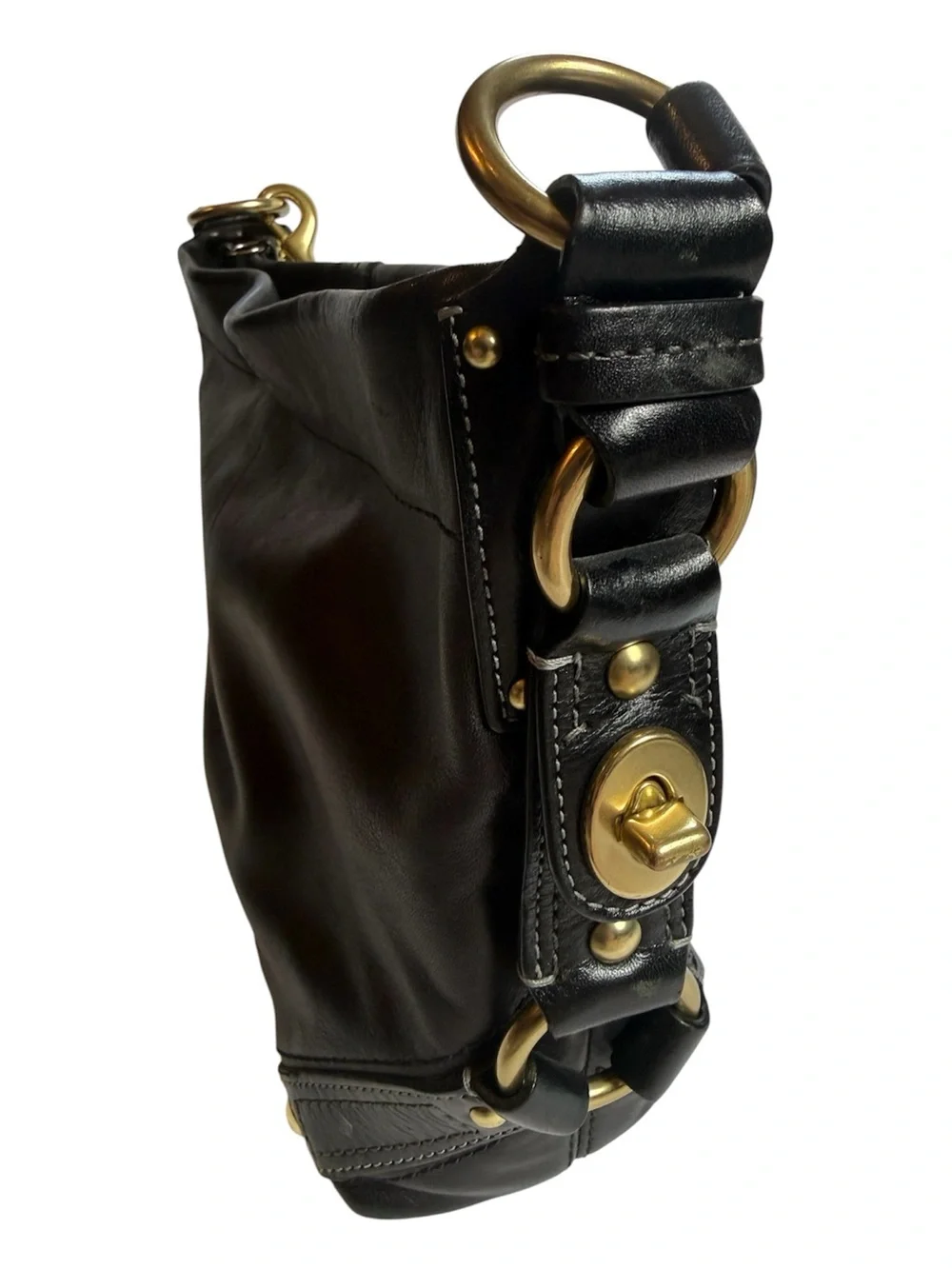 Vintage Y2K Coach Carly 2007 black leather hobo shoulder bag